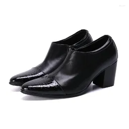 Dress Shoes Zapatos De Hombre Snake Skin Black Patent Leather High Heels Mens Formal Wedding Suit Italian Pointed Toe
