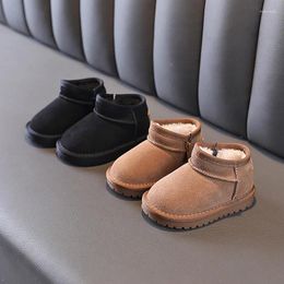 Boots Children Winter Suede Upper Baby Warm Soft Toddler Snow Boys And Girls Fashion Quality Cotton Shoes With Thick Fur