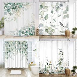 Changchun Leaf Shower Curtain Succulent Bathroom Lovebird Polyester Waterproof Fabric Decorative Hooks 240105