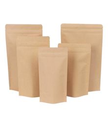 500pcs Zipper Brown Kraft aluminizing pouchStand up kraft paper aluminium foil bag Resealable Zip Lock Grip seal Food Grade DHL1958648