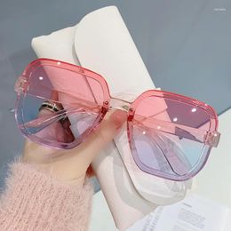 Sunglasses Trendy Personality Gradient Ocean Sheet Rice Nail Large Frame Rimless Casual