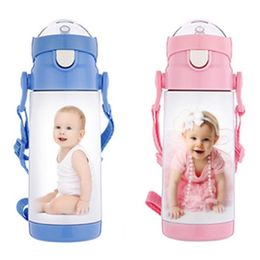 MDF sublimation blank 350ML 500ML heat transfer printing children's straw insulated pot creative printing portable water cup200U