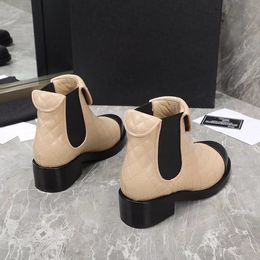 new Blondie women's ankle boots women shoes tp fashion zip 22ss Round Interlocking detail Mid-heel 5.5cm