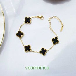 Trend fashion versatile Jewellery good nice Van Four leaf clover 18k double sided lucky bracelet Fashion New luxury exquisite fritillaria With Box Jun