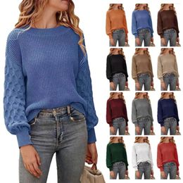 Women's Sweaters Pullover Crew Neck Sweater Casual Long Sleeve Loose Chunky Knit Jumper Blouse Top