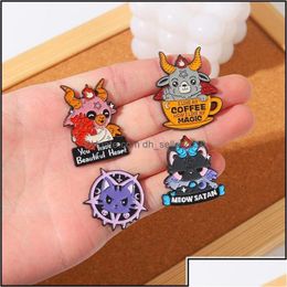 Pins Brooches Animal Satan Enamel Custom Cat Goat Lapel Badges Funny Quotes Jewellery Gift Kids Friends 6215 Q2 Drop Del Delivery Dhafj