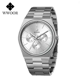 Wristwatches 41mm WWOOR Man's Quartz Watch Sapphire Glass 316 Stainless Steel Luminous Waterproof Miyota 6P29 Movement For Men Gift Box