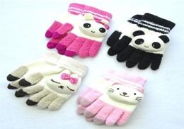 Five Fingers Gloves Year Gift Cute Velvet Thick Knit Wool Children Women Warm Mittens Girls7095005