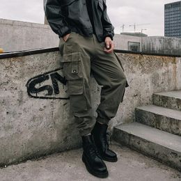 Pants HOUZHOU Black Cargo Pants for Men Casual Korean Style Cotton Men's Cargo Trousers Male Green Pants Techwear Streetwear Hip Hop