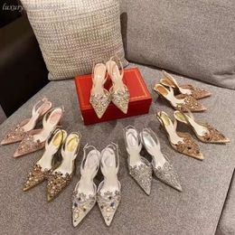 Rene Caovilla Designer Designer Scarpe Donne Women Wedding Weard Wear Sandals decorativo Rhinestone Potata puntata sexy in pizzo meshhigh women sandals