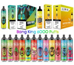 Original Bang King Puff 6000 Puffs Disposable E Cigarettes 0.8ohm Mesh Coil 14ml Pod Battery Rechargeable Electronic Cigs Puff 6K 0% 2% 3% 5% Vape Pen Bang Vape 6k Puff