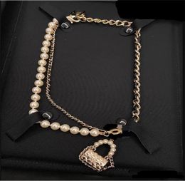 Luxury Jewellery Autumn winter Necklace NEW Black Leather pearl bag Necklace Fashion ol popular versatile sweater chain6529373
