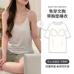 Women's Sleepwear Sexy Spaghetti Strap Pajamas Set Summer 2Pcs Short-sleeved Shorts Modal Breathable Girl Sweet Cute Homewear