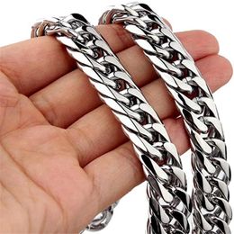 Necklaces 8/10/12/14mm Heavy Polished Men/women Stainless Steel Sier Color Cuban Curb Link Chain Necklace or Bracelet Choker Jewelry