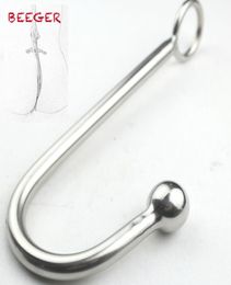 BEEGER Sexy Slave bondage hook Top Quality Stainless Steel Anal Hook with Ball Hole Metal Anal Plug Butt Anal Sex Toys Y181108022052073