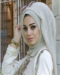 Q3 glitter scarves plain shimmer elastic long headband fashion scarf hijab wraps muslim shawls9876879