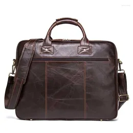 Briefcases Briefcase Genuine Men Leather Bag Laptop Cowhide Men's Business Case High Quality One Shoulder Bags Fashion Casual Messenger