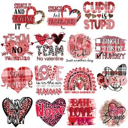 Valentines Iron on Decals Stickers Heart Transfers Patches Cute Red Black Hearts Leopard Print Design Lovers Iron on Vinyl Appliques for Clothing Hat Pillow Bag