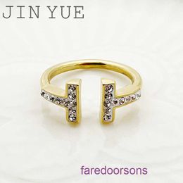 2024 new Designer Tifannissm ring Stainless steel Light luxury double T shaped diamond with simple and exquisite stainless gold plated Have Original Box