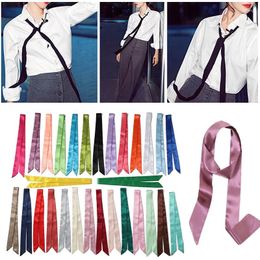 Scarves Small Long Silk Scarf Skinny Handle Bag Ribbons Headband Satin Ribbon Neck Tie Narrow Solid Colour Neckerchief