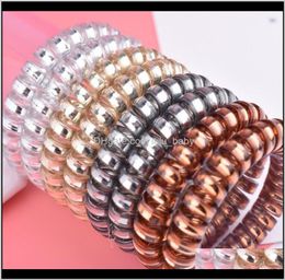 Women Rubber Hair Ties Coil Elastic Hairbands Spiral Shape Hair Rope Girls Headwear Accessories Telephone Wire Cord Hair Ring Kezz5533027