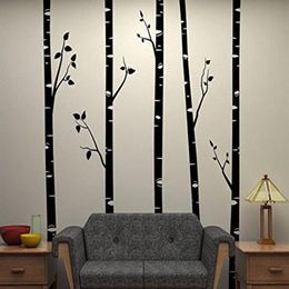 5 Large Birch Trees With Branches Wall Stickers for Kids Room Removable Vinyl Wall Art Baby Nursery Wall Decals Quotes D641B 20120232o