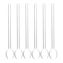 Spoons 6pcs Glass Stirring Teaspoons Coffee Mixing Spoon Long Handle Tea Cocktail Stirrers For Bar Club Home Restaurant