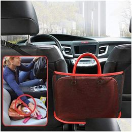 Storage Bags Car Net Pocket Storage Bags Handbag Holder Mtifunction Organiser Seat Gap Mesh Bag Interior Decoration Drop Delivery Home Dhg6D