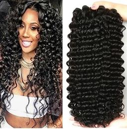 Wefts Brazilian Virgin Hair Deep Curly Natural Color 3 Bundles Unprocessed Deep Wave Sew in Weft