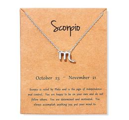 Women 12 Horoscope Zodiac Sign Gold Color Pendant Necklace Taurus Aries Leo 12 Constellations Jewelry Kids Christmas Gifts8111734