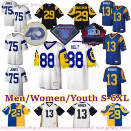 Custom S-6XL Throwback 1936-1999 Football 29 Eric Dickerson Jersey Stitch 75 Deacon Jones 36 Jerome Bettis 13 Kurt Warner 28 Marshall Faulk 78 Jackie Slater Jerseys