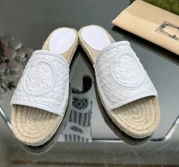 New Top quality Mules Women's interlocking G espadrilles sole Flat Slides Slippers Raffia sandals luxury designer Casual shoes factory footwear