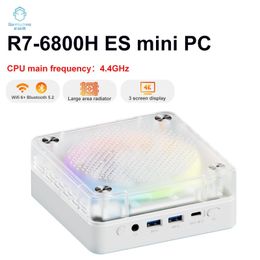 Genmachine R7 6800H ES Mini PC Windows 11 WiFi 6 Gaming PC 8Cores 16Threads CPU Supprot DDR5 4800MHz Ram Display Computer 240104