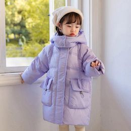 Down Coat 2-10Y Winter Child Girls Warm 90% White Duck Jacket Loose Long And Outerwear Windproof Keep Snowsuit Clothes