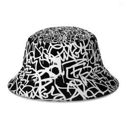 Berets Street Urban Pattern Graffiti Cool Art Bucket Hat For Women Men Students Foldable Bob Fisherman Hats Panama Cap Streetwear