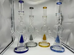 17inch Glass Bong Tobacoo Percolator Hookah 4Colors Tyre Water Pipe 14mm Female Joint with Bowl