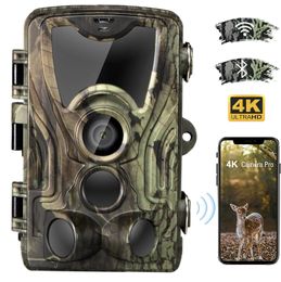 4K Video Live Show Hunting Trail Camera 30MP WIFI801PRO APP Bluetooth Control Night Vision Po Trap Cameras 240104