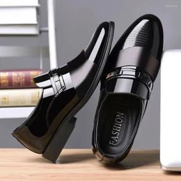 Dress Shoes 2024Classic Men Slip On Black Leather For Plus Size Point Toe Business Casual Formal Wedding