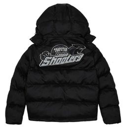 Trapstar London Shooters Hooded Puffer Jacket - Black / Reflective Embroidered Thermal Hoodie Men Winter Coat Tops 4415ess