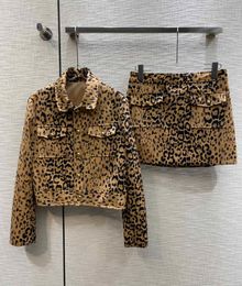2024 Maillard Leopard Prints Women Jackets And Skirts Designer Metal Buttons Pockets Fashion 2 pieces Sets 10507