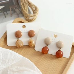 Dangle Earrings Exquisite Clearance Products Milk Tea Color Hong Kong Style Niche Simple Design Retro Women Jewelry