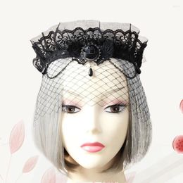 Bandanas Lace Veil Crown Pattern Retro Grenadine Headband Hair Accessories For Bridal Woman