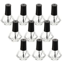 10 Pcs Sheer Nail Polish Empty Bottle Travel Bottles Reusable Holders Stand Brush Abs Gel Container 240105