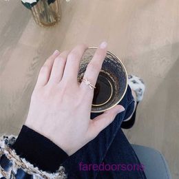 Family T Double Ring Tifannissm Rings Korean Wrapped Open Fashion and Elegance Light Luxury Style Index Finger Small Design Instagram Have Original Box