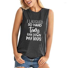 Women's Tanks I Laughed So Hard Tears Ran Down My Legs Printing Sleeveless Loose Summer O-Neck Vest Casual Tank Tops
