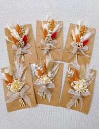 Decorative Flowers 6Pcs Handmade Mini Dried Flower Bouquet Real Greeting Cards ForMothers Day Wedding Arrangements DIY Gift Box Cake Decor