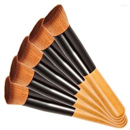 Makeup Brushes 1pc Flat Top Brush Professional Kabuki Powder Blush Foundation Cosmetic Women Beauty Tool Wooden Handle Wholesale