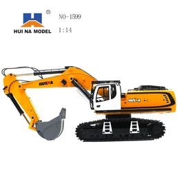 Huina No1599 114 Rc Alloy Crawler Excavator 24ghz Radio Control Car 24 Channel Engineering Boy Toy Birthday Gift 240104