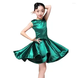 Stage Wear Children Shiny Girls Kids Junior Club Latin Dresses Turtle Neck Long/short Sleeve Modern Ballroom Latino For Dancing