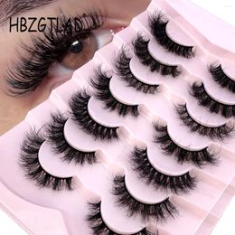 False Eyelashes HBZGTLAD 7 Pairs Fluffy Faux Mink Lashes Short Messy Wispy Natural Hamdmade Real 3D Makeup